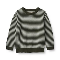 Wheat Knit Pullover Morgan - Forest night stripe